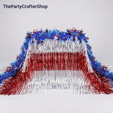 Patriotic Parade Float Decoration Set: Red, White, Blue Fringe Garland (8 Pcs)