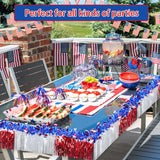 Patriotic Parade Float Decoration Set: Red, White, Blue Fringe Garland (8 Pcs)