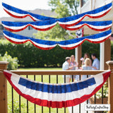 Patriotic Foil Fringe Garland: Red, White, Blue Tinsel Streamers for 4th July Decorations