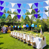 2 Pack Blue White Pennant Banner Flags 60FT Triangle Bunting Garland Party Decorations