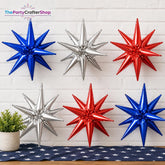 Patriotic Star Balloons: Red, White, Blue 22-Inch Set for 4th of July