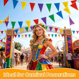 98FT Colorful Pennant Banner Flags Double Sided Triangle Bunting Party Decorations