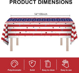 8 Pack American Flag Tablecloths 54 x 108 Inch Disposable Patriotic Party Table Covers