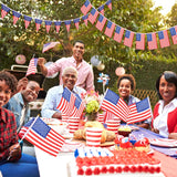 American Flag Banner & 20 USA Stick Flags Patriotic 4th of July Party Decorations