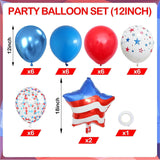 Red White Blue Balloon Kit: American Flag, Confetti, Stars – 4th July Decorations