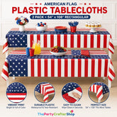 2 Pack American Flag Tablecloths 54 x 108 Inch Patriotic Disposable Party Table Covers
