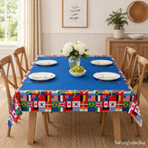 2 Pack International World Flags Tablecloths 54x108 Inch Multicultural Party Table Covers