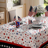 60x84 Inch Patriotic Stars Tablecloth American Flag Independence Day Party Table Cover