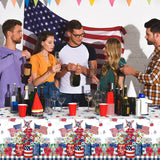 3 Pack Patriotic Tablecloths 54x108 Inch Red White Blue USA Party Table Covers
