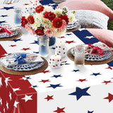 3 Pack Patriotic Stars Tablecloths 54x108 Inch Disposable USA Party Table Covers