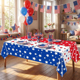 3 Pack Patriotic Stars & Stripes Tablecloths 54x108 Inch Disposable 4th of July Party Covers