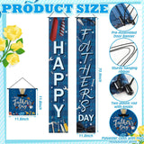 3PCS Happy Father's Day Porch Banner Set Blue Door Hanging Decorations for Dad