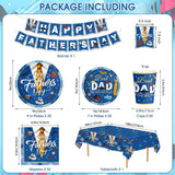 Happy Father's Day Party Supplies Set for 20 Guests – Blue Themed Dinnerware & Banner