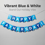 Happy Father's Day Banner Blue Dad Garland with Wrench Design Party Backdrop Decorations
