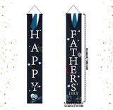 Happy Father's Day Front Door Banner Black Porch Sign Hanging Decorations for Dad