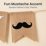 Happy Father's Day Rustic Burlap Banner with Mustache Garland Decorations for Dad Party