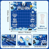 Happy Father's Day Backdrop Banner Blue Tie Photo Booth Background Party Decorations for Dad
