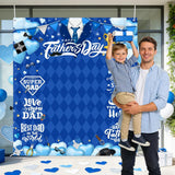 Happy Father's Day Backdrop Banner Blue Tie Photo Booth Background Party Decorations for Dad