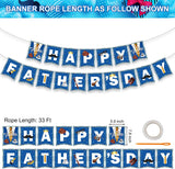 Happy Father's Day Banner Blue Daddy Day Garland Bunting Decorations for Home Office Party