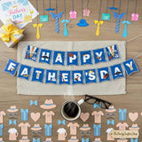 Happy Father's Day Banner Blue Daddy Day Garland Bunting Decorations for Home Office Party
