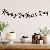 Happy Father's Day Black Glitter Banner Backdrop Decorations for Home Office Classroom Party