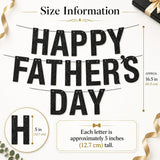 Happy Father's Day Black Glitter Script Banner Garland Photo Booth Party Decorations