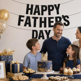 Happy Father's Day Black Glitter Script Banner Garland Photo Booth Party Decorations