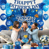 Happy Father's Day Decorations Set Banner Backdrop Balloons Hanging Swirls & Paper Pompoms