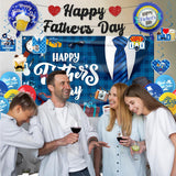 39PCS Father's Day Decorations Set Banner Backdrop Tablecloth Balloons Hanging Swirls Party Supplies