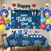 39PCS Father's Day Decorations Set Banner Backdrop Tablecloth Balloons Hanging Swirls Party Supplies