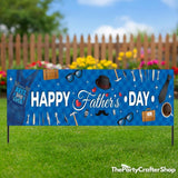 Happy Father's Day Dark Blue Banner Backdrop & Yard Sign Decorations for Indoor Outdoor Party