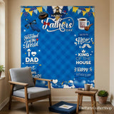 Happy Father's Day Large Photo Backdrop Banner Blue Tie Hat Party Decorations for Dad