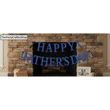 Glitter Happy Father's Day Banner Sparkling Blue Hanging Decorations for Dad Birthday Retirement Party