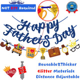 Happy Father's Day Blue Glitter Banner Pre-Assembled Party Decorations for Home Celebration