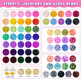 2700PCS Crackle Glass Beads Kit 70 Colors 6mm Crystal Spacer Beads for Jewelry Making