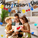 Happy Father's Day Glitter Banner Set: Tie & Beer Design Party Decorations for Dad