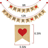 Burlap Happy Father's Day Banner Rustic Party Decorations Family Photo Prop for Dad Celebration
