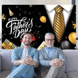 Happy Father's Day Black Gold Tuxedo Tie Backdrop Banner 71x43 Inch Party Decorations