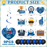 20PCS Father's Day Decorations Set Glitter Banner Hanging Swirls Blue Theme Party Supplies