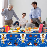 2 Pack Happy Father's Day Tablecloths 108x54 Inch Blue Disposable Party Table Covers