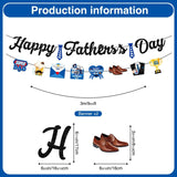 23PCS Father's Day Decorations Set Pre-Assembled Banner Hanging Swirls Honeycomb Centerpieces