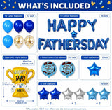 41PCS Father's Day Decorations Set Super Dad Trophy Balloon Banner Blue Theme Party Supplies