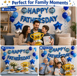 41PCS Father's Day Decorations Set Super Dad Trophy Balloon Banner Blue Theme Party Supplies