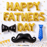 18PCS Happy Father's Day Balloon Set Gold Banner Bow Tie Mustache Necktie Party Decorations