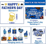 Father's Day Decorations Set Banner Backdrop Balloons Honeycombs Swirls Cake Topper Party Supplies