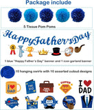 Father's Day Party Decorations Set: Banner, Swirls, Blue Pom Poms for Dad