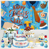 Happy Father's Day Blue Fabric Backdrop Banner with Tie & I Love You Dad Design 185x110cm