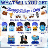 Father's Day Decorations Set Happy Father's Day Banner Hanging Swirls 3D Centerpieces Best Dad Ever Party Supplies