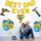 Best Dad Father's Day Balloon Decoration Set Trophy Drill Hammer Foil Balloons Golden Party Supplies