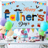 Happy Father's Day Large Blue Backdrop Banner Grandpa Dad Photo Booth Party Decorations